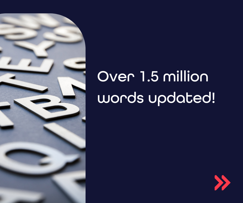 Over 1.5 million words updated